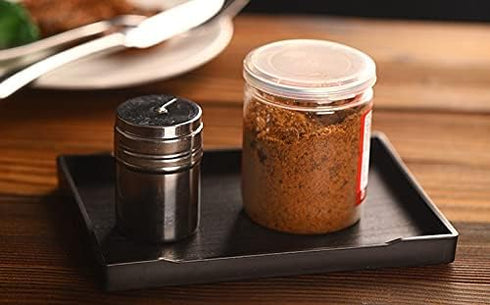 Small Black Mini Tray (8 inch x 4 inch) for Kitchen Counter, Bathroom for Vanity Items, Coffee Accessory, Bar, Serving Seasoning, Salt and Pepper,...