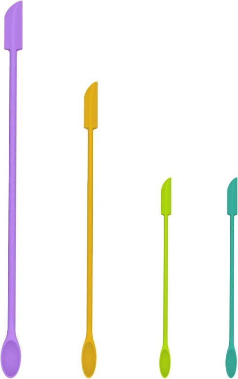 Mini Spatula Silicone Spatula Set - 4pcs Small Makeup Scrapers for Cosmetics, Reusable Beauty Tiny Tools, Thin Jar Scraper, Get the Last of the Ma...