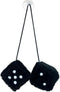 Retro Dots Fuzzy Dice Car Mirror Hanging with Suction, Cubic Square Plush Dice Auto Rearview Mirror Dice for Car Ornament Decoration (Black, 1 Pai...