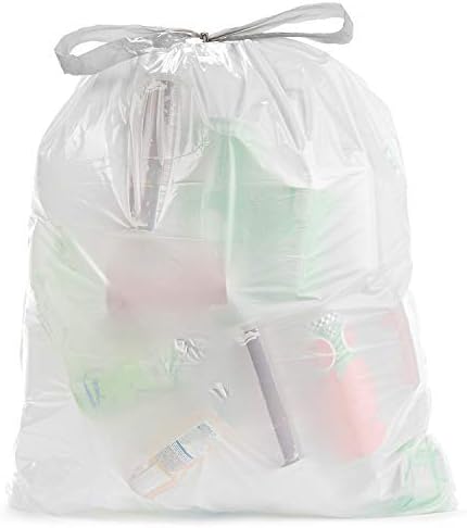 Commander 13 Gallon 0.7 MIL Tall Kitchen White Drawstring Trash Bags - 24" x 25" - Pack of 25 - For Home, Kitchen, Office, Bathroom...