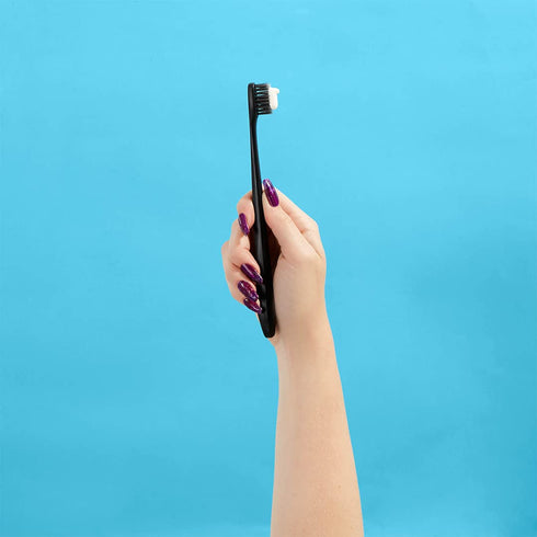 hello Charcoal Soft Toothbrush with Activated Charcoal from Sustainable Bamboo, BPA- Free, Made from Plant-Based Materials, 4 Pack...