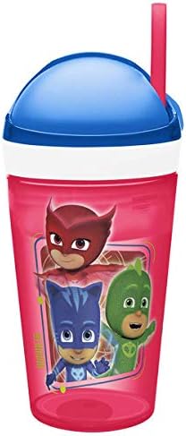 Zak Designs PJ Masks ZakSnak All-In-One Drink Tumbler + Snack Container For Toddlers – Spill-proof 4oz Snack Container Screws Securely Onto 10oz T...