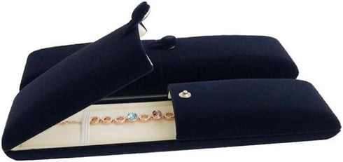 Premium Grade Jewelry Gift Box for Bracelet Necklace Navy Blue Velvet Present Modern Elegant Store Gallery Present (Jewelry is not included)...