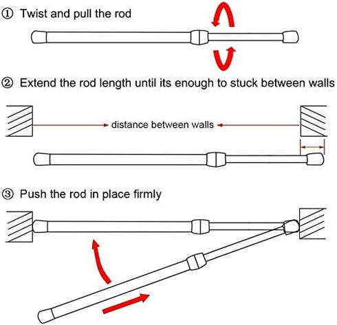 JAYE Curtain Rods Spring Tension Curtain Rod Adjustable Length for Kitchen, Bathroom, Cupboard, Wardrobe, Window, Bookshelf DIY Projects… (28"-48"...