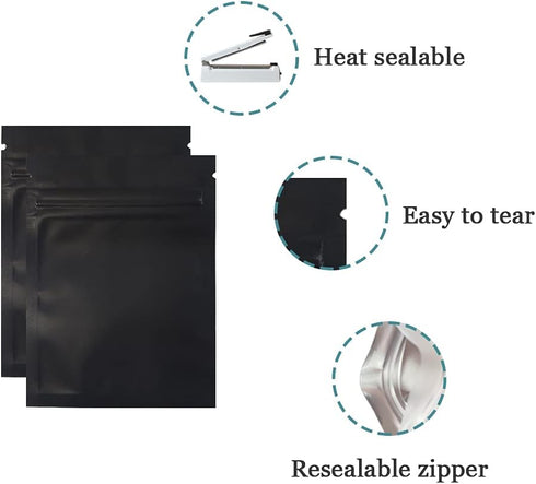 PABCK 200 Pack 3.3x5.1 inch (Inside Size 2.9x3.9 inch) Resealable Zipper Lock Food Storage Bags for Zip Heat Seal Lock Coffee Foil Packaging Pouch...