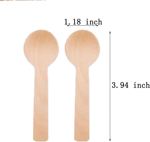 200pcs Mini Wooden Spoons,4inch Disposable Wooden Ice Cream Dessert Spoons,Biodegradable Compostable Birchwood...