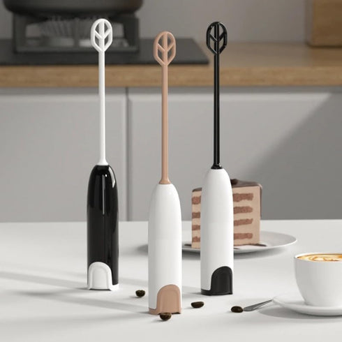 The HomeFlow Co.'s Milk Frother Handheld Foam Maker with two blades, Electric Whisk drink mixer, Mini Foamer for coffee, Cappuccino, Frappe, Match...