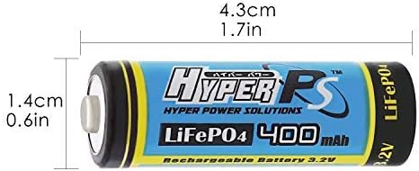(2-Pack) 3.2V LiFePo4 14430 (14 x 43mm) 400mAh Rechargeable Battery for Solar Panel Light, Tooth Brush, Shaver, Flashlight...