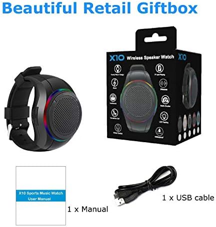 Wearable Portable Waterproof Bluetooth Speaker Watch X10 Clip Speaker MP3 Player Handsfree Clear Call Speakerphone,TWS,SD Card Slot,Selfie for Wor...