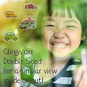 Cars Trucks & Construction Gel Window Clings for Kids - Window Stickers for Toddlers, Monster Truck Gel Clings, Window Decals Kids Jelly Reusable ...