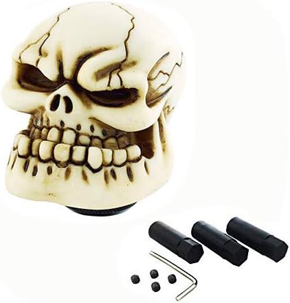 Lunsom Skull Shift Knobs Resin Shifter Head Most Car Transmission Shifting Stick Handle Fit Most Automatic Manual Vehicle (White)...