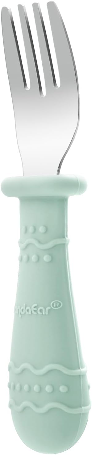 PandaEar Baby Feeding Set| 2 Pack Silicone Divided Suction Plate, 2 Set Toddler Spoons & Forks| Baby Led Weaning Supplies Self Feeding Eating Uten...