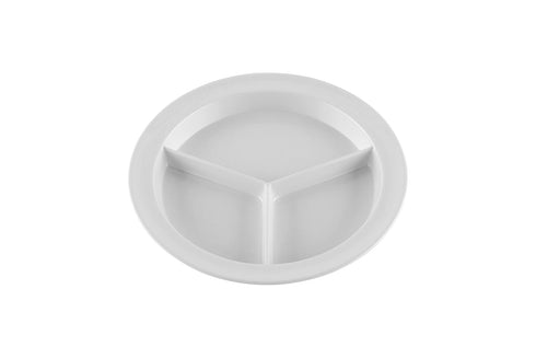 G.E.T. ?CP-530-W-EC Heavy-Duty 3 Compartment Plastic Divided Compartment Plates, Deep Sided, 9", White (Set of 4)...