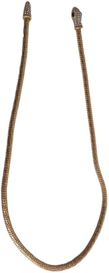 Fashion Gold Crystal Snake long Pendant Necklace, Bendable Punk Snake Rhinestone Choker Necklace Bracelet Jewelry Accessories for Women Halloween ...