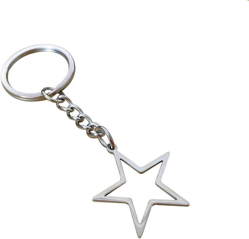 Silver Hollow Star Keychain Pendant Keyring Long Distance Friendship Jewelry for Men Women...