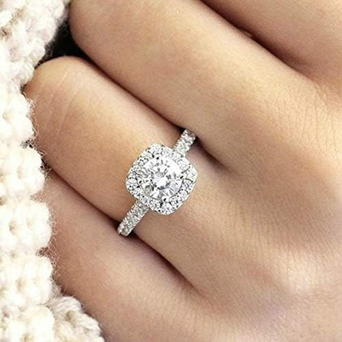 Sdouefos 925 Sterling Silver Zircon Stone Engagement Wedding Band Ring Promise Rings CZ Engagement Ring for Women (8#)...