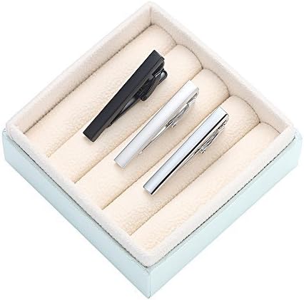 HONEY BEAR 3pcs Mens Boys Skinny Narrow Tie clip Bar Set for Wedding Gift 4cm...
