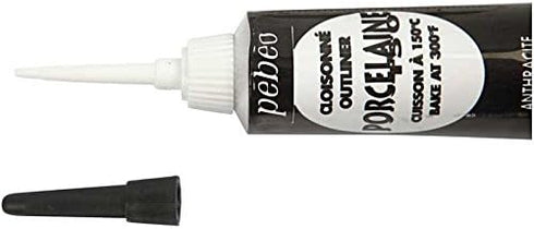 Pebeo Porcelaine 150, China Paint Outliner - Anthracite Black, 0.6 Fl Oz (Pack of 1) (036-006)...