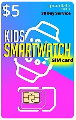 SpeedTalk Mobile $5 Preloaded SIM Card Kit for Kids Smart Watch GPS & Activity Tracking | 3 in 1 Simcard - Standard, Micro, Nano | Children GSM 5G...