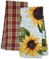 DII Design Imports Set 2 Rustic Sunflower Kitchen Dish Towels - Rustic Sunflower Print - Rustic Plaid...
