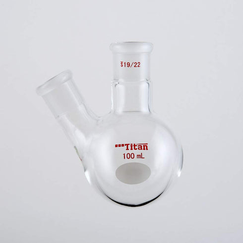 Glass 100ml Heavy Wall 2 Neck Round Bottom Flask, with 19/22 Center and Side Standard Taper Outer Joint - 100ml...