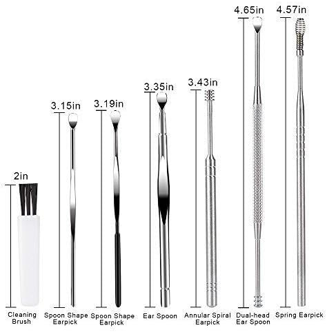 BetyBedy 7 Pcs Ear Pick, Ear Cleansing Tool Set, Ear Curette Earwax Removal Kit with a Small Cleaning Brush and Storage Box, Silver...