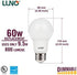 LUNO A19 Dimmable LED Bulb, 9.5W (60W Equivalent), 800 Lumens, 4000K (Neutral White), Medium Base (E26),UL & Energy Star (4-Pack)...