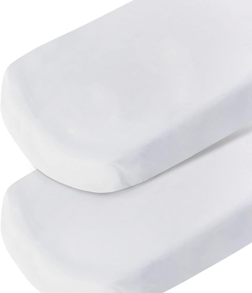 Bassinet Sheet 2 Pack Cotton Fitted Sheets Set for Oval Rectangle Hourglass Bassinet Mattress and Moses Baskets, Super Soft and Breathable Cover f...