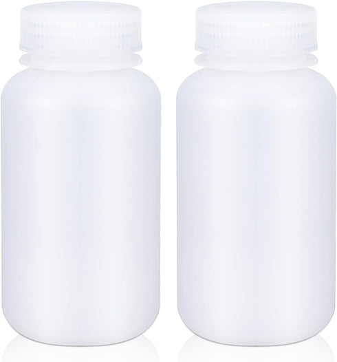 8.4 oz Wide Mouth Lab Reagent Bottle, Laboratory Grade Chemical Container, Sealed Leak-proof Translucent HDPE Bottle, Pill Bottle, Water Sample Bo...