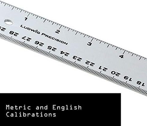 Ludwig Precision Aluminum Straight Edge Ruler, 12-INCH, Silver...