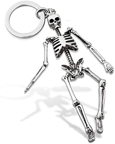 Foldable Skeleton Pendant Key Chain for Men Women Antique Silver Color Metal Alloy Skull Bag Charm Fashion...
