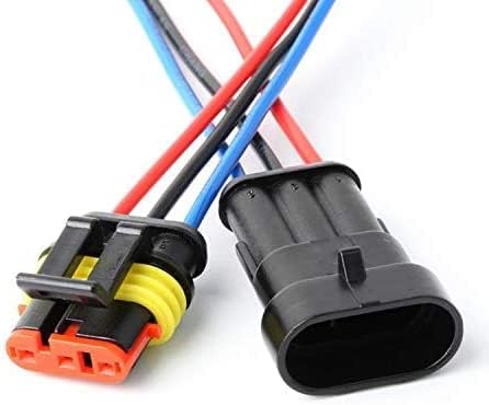 HYAT 3 Sets Car Waterproof Electrical Connector,18 AWG 3 pin Plug Auto Electrical Wire Connectors Marine for Car, Truck, Boat, and Other Wire Conn...