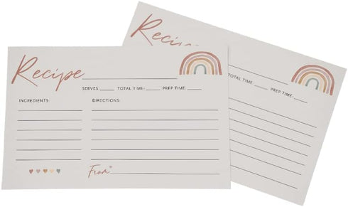 Printed Party Recipe Cards, Rainbow Boho Theme, Set of 50...