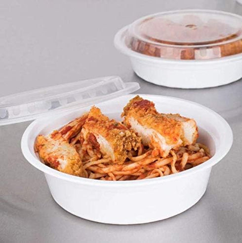 Premium Deep Round White Containers - 9" (Pack of 6) - Stackable & Leak-Proof Design | Perfect for Meal Prep, Storage & Reusable Home Organization...