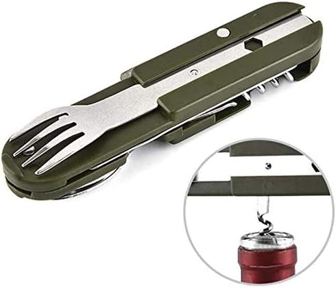 Detachable camping tableware set,Portable 5-in-1 stainless steel travel tableware,Multifunctional folding tableware,Outdoor tableware,Travel table...