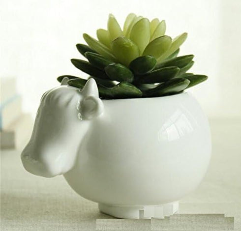 Cute Succulent Planter Animal Shaped Flower Pot Decor for Home Office Desk (Cow)...