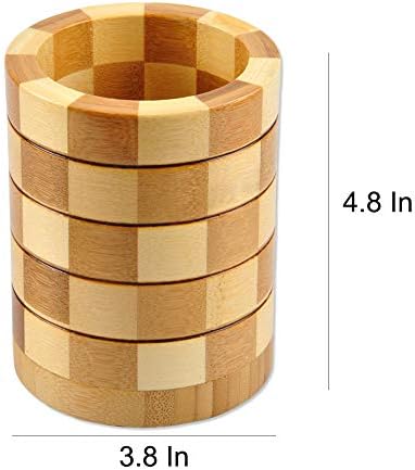 Bamboo Kitchen Tool Holder, Round Shaped Bamboo Kitchen Utensil Holder and Organizer...