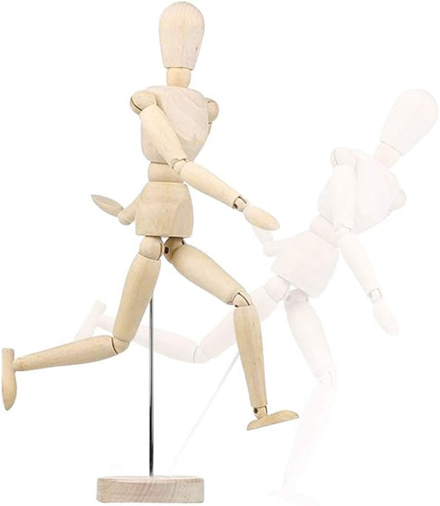 8 Inch Artists Wooden Manikin Flexible Body Joints Human Figure Puppet Model Wood Male Mannequin Doll Ornament Stand for Home Office Desk Decorati...