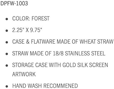 Designworks Ink Reusable Cutlery Set Utensils for Lunch Box, 7-Piece, Forest Green - Eco Maniac Plastic Flatware with Forks, Spoon, Knife, Chopsti...