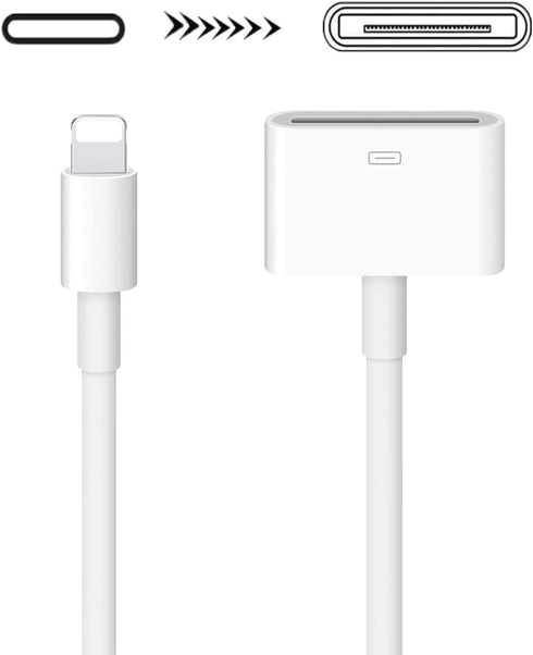 30 Pin to Lightning Adapter, Lightning Cable Adapter, 8-Pin Male to 30-Pin Female Connector Converter with Phone Charger Cable Cord Compatible Pho...