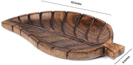 NIRMAN - Decorative Tray Wooden Leaf Design Serving Tray Platter Breakfast Table Kitchen Décor...