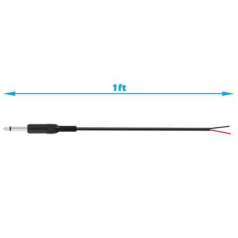 Fancasee 2 Pack Replacement 6.35mm Male Plug to Bare Wire Open End TS 2 Pole Mono 1/4" 6.35mm Plug Jack Connector Audio Cable for Microphone Speak...