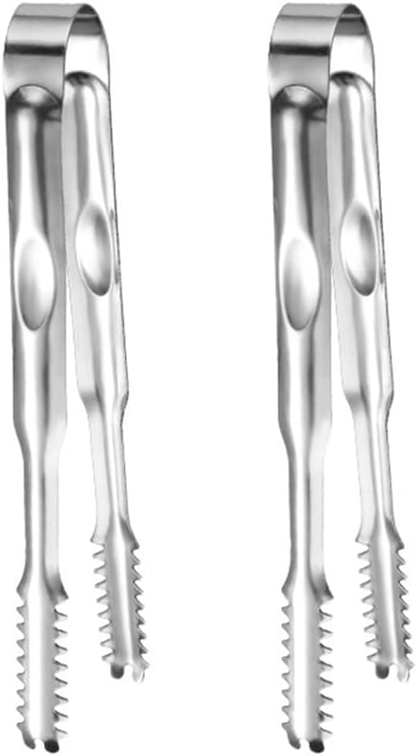 2 Pcs Ice Tongs for Ice Bucket 6.7 Inch - Premium Stainless Steel Ice Tongs with Teeth for Ice Sugar Cubes Tea Party Coffee Bar Food Serving, Silv...