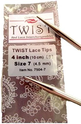 ChiaoGoo Needle Tips 4 inch (10cm) for Twist Red Lace Interchangeable Set Size US 7 (4.5mm) 7504-7...