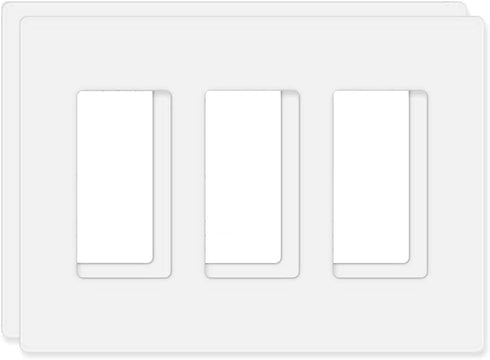 Screwless Decorator Wall Plates 3-Gang Switch Outlet Electrical Cover Pate Unbreakable Thermoplastic Faceplate for Decorative Receptacle Outlet Sw...