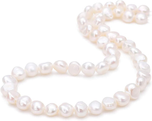 Natural Pearl Beads Side Hole 8-9mm White Freshwater Cultured Loose Gemstone Beads for DIY Jewelry Making 13.8''/Strand...