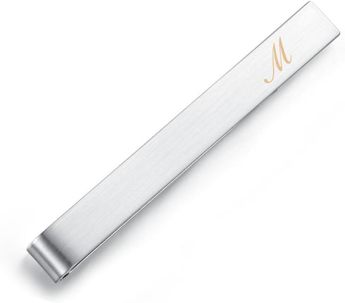 HONEY BEAR Mens Boys Initial Alphabet Letter Tie Clip Bar for Normal Size/Skinny Narrow Tie Gift 5cm 4cm...