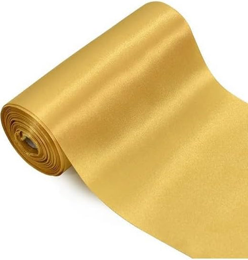 TONIFUL 6 inch x 22yd Wide Gold Satin Ribbon Solid Fabric Large Ribbon for Grand Opening Cutting Ceremony Wedding Birthday Party Decoration Gift C...