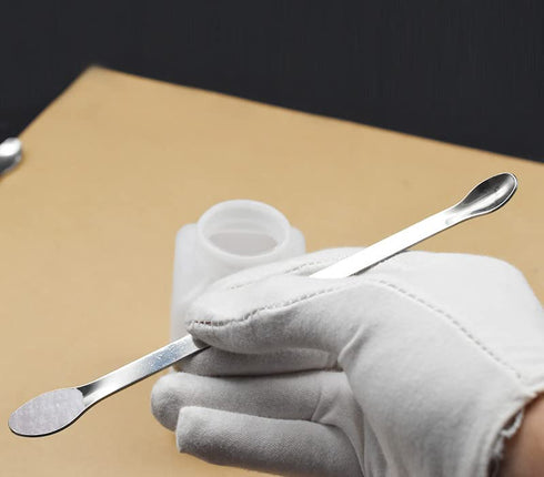 4 Pieces Stainless Steel Micro Lab Scoop Spoon Long Handle Micro Laboratory Sampling Scoop Thickened Double-Headed Micro Lab Scoop Reagent Samplin...