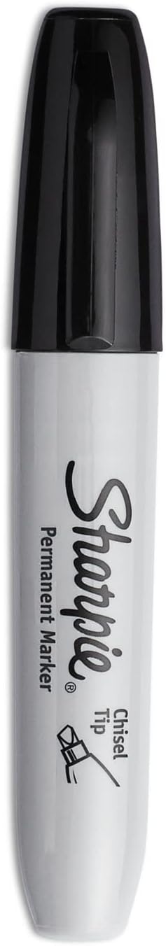 Sharpie 38264PP Permanent Markers, 5.3mm Chisel Tip, Black, 4/Pack...